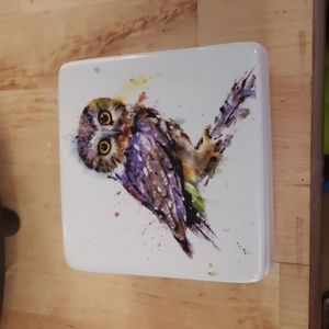 Owl trinket box. Colorful owl trinket box.4x4x4